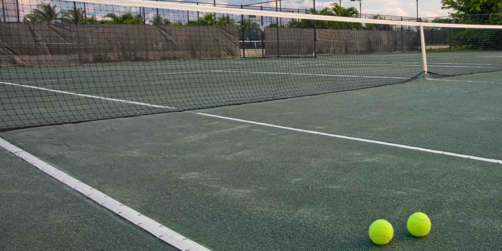 Tennis balls on a court